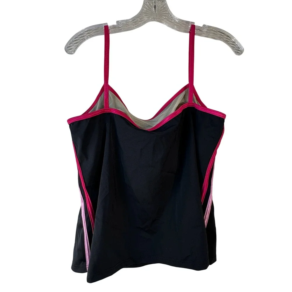 It‎ Figures! Womens Size 16 Tankini Swim Top Black Pink Side Stripe